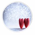 thumbnail image 1 of PKQWTM Valentines Shiny Two Hearts On Silver Round Beach Towel Beach Mats Shawl Blanket Yoga Mat with Tassels Beach Throw Towel, 1 of 1