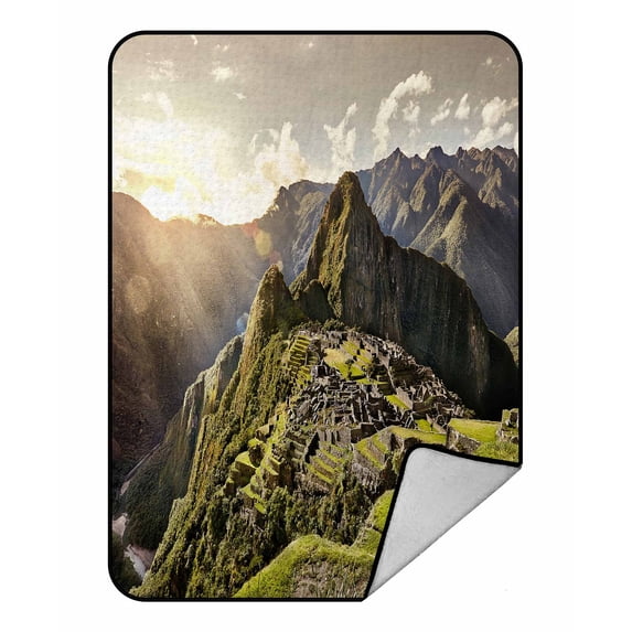 PKQWTM View Ancient Inca City Machu Picchu Century Inca Site Lost City Incas Blanket Crystal Velvet Throw Bed Blanket 58x80 inches