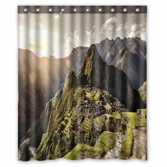 PKQWTM View Ancient Inca City Machu Picchu Century Inca Site Lost City Incas WaterProof Polyester Fabric Shower Curtain Size 60x72 Inches