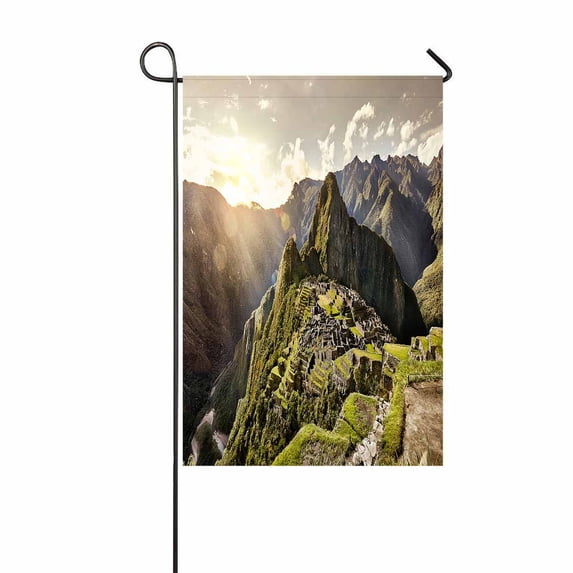 PKQWTM View Ancient Inca City Machu Picchu Century Inca Site Lost City Incas Yard Decor Home Garden Flag Size 28x40 Inches