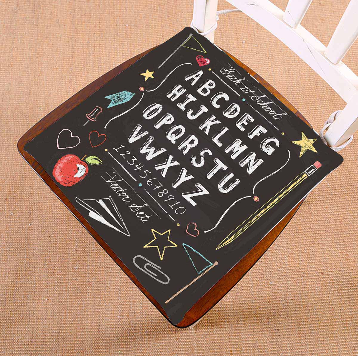 PKQWTM Vintage Back to School Chalkboard Set Chair Pads Chair Mat Seat Cushion Chair Cushion Floor Cushion Size 16x16 inches - image 1 of 1
