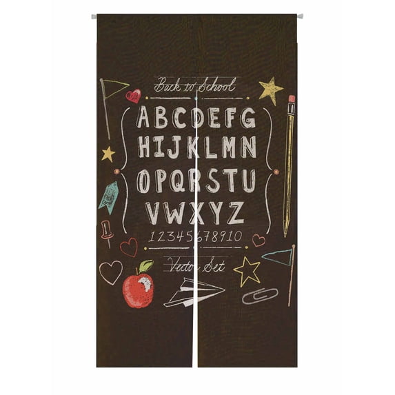 PKQWTM Vintage Back to School Chalkboard Set Door Curtain Window Cover Home Decor Hanging Curtain Size 85x150 CM