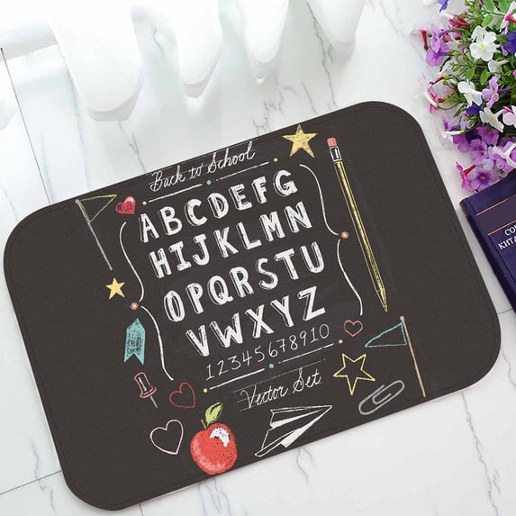 PKQWTM Vintage Back to School Chalkboard Set Home Decor Floor Mat Area Rug Doormat Size 15.7x23.6 Inches