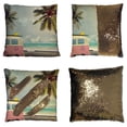 thumbnail image 1 of PKQWTM Vintage Car Beach Surfboard Roof Reversible Mermaid Cushion Cover Home Decor Sequin Pillow Case Size 20x20 inches, 1 of 2