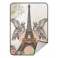thumbnail image 1 of PKQWTM Vintage Card With Eiffel Tower Blanket Crystal Velvet Throw Bed Blanket 58x80 inches, 1 of 1