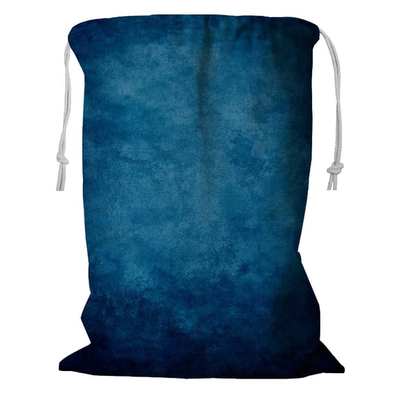 PKQWTM Vintage Dark Blue Vignette Storage Basket Laundry Bag with Drawstring Size 18x24 Inch