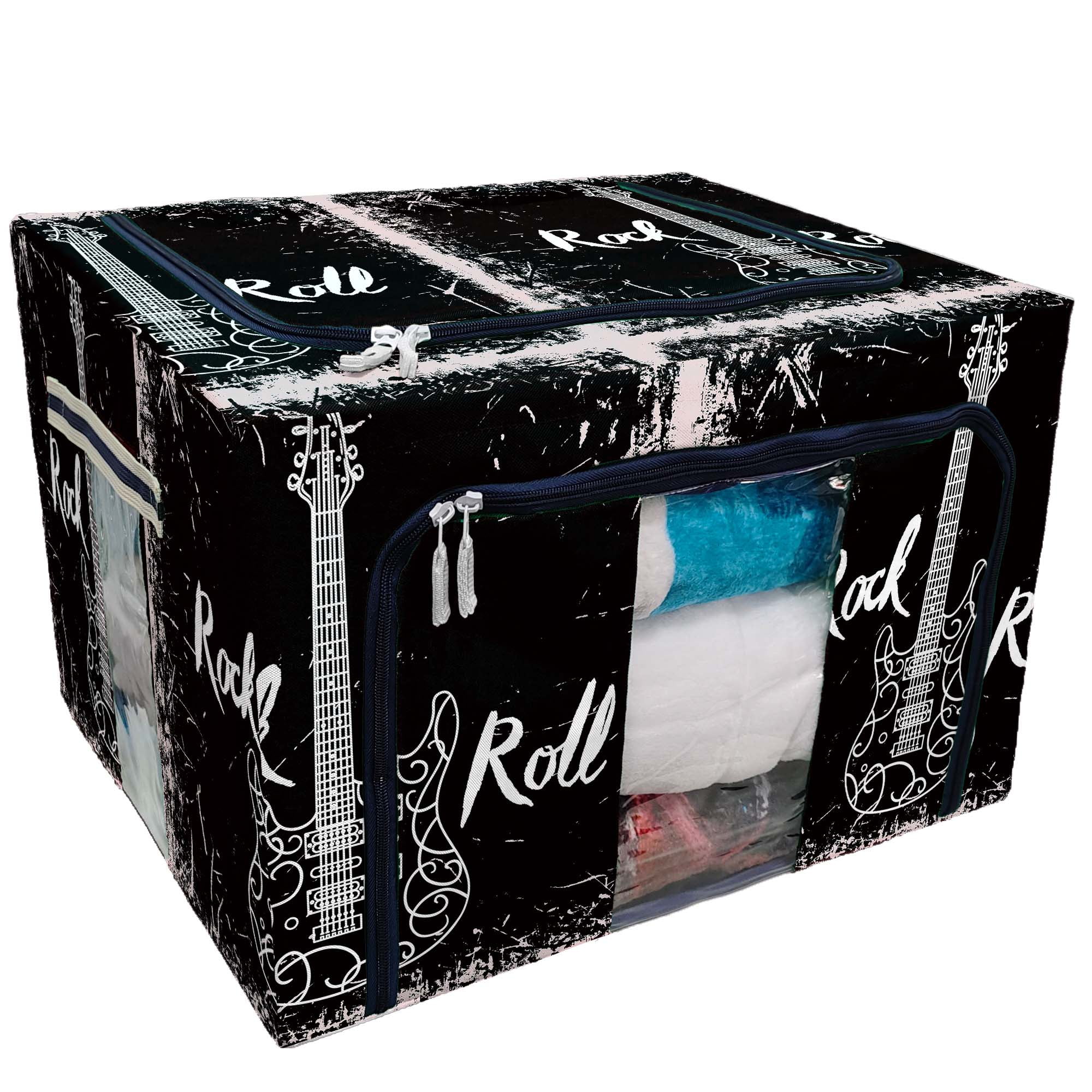 PKQWTM Vintage Electric Guitar Lettering Rock Roll Grunge Storage Bag ...