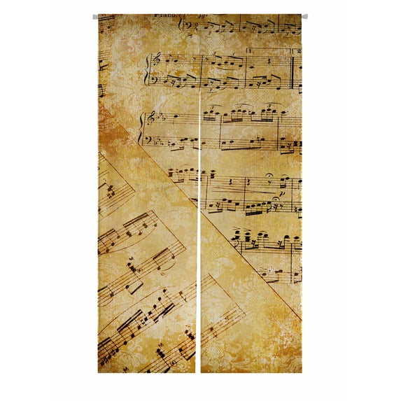 PKQWTM Vintage Musical Pages Door Curtain Window Cover Home Decor Hanging Curtain Size 85x150 CM