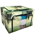 thumbnail image 1 of PKQWTM Vintage Palm Tree Tropical Summer Cosatle Storage Bag Clear Window Storage Bins Boxes Large Capacity Foldable Stackable Organizer With Steel Metal Frame For Bedding,Clothes,Closets, Bedrooms, 1 of 3