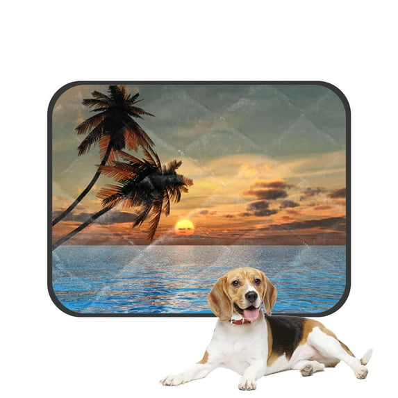 PKQWTM Vintage Palm Trees Nautial Coastal Pet Dog Cat Bed Pee Pads Mat Cushion Potty Dogsblankets Crate Bed Kennel 28x36 inch