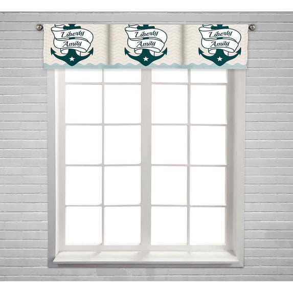 PKQWTM Vintage Retro Nautical Badge Window Curtain Valance Rod Pocket 54x12 inch