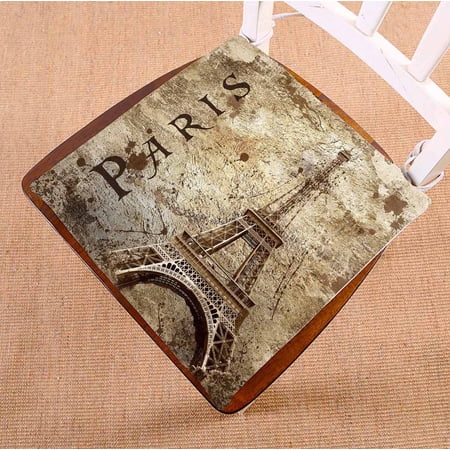 PKQWTM Vintage View Of Paris On The Grunge Chair Pads Chair Mat Seat Cushion Chair Cushion Floor Cushion Size 20x20 inches