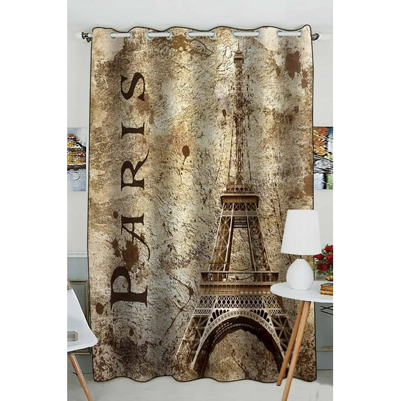 PKQWTM Vintage View Of Paris On The Grunge Practical heat insulation Shading Window Curtain Size 52(W)x84(H) inches(One Piece)