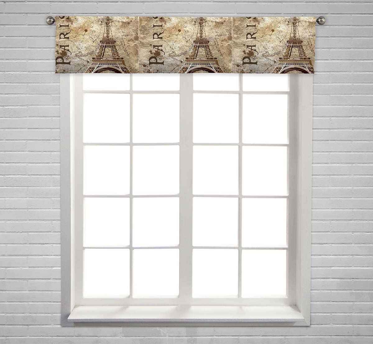 PKQWTM Vintage View Of Paris On The Grunge Window Curtain Valance Rod ...