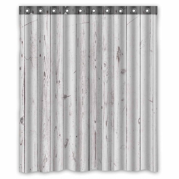 PKQWTM Vintage White Wooden Wall Background WaterProof Polyester Fabric Shower Curtain Size 60x72 Inches