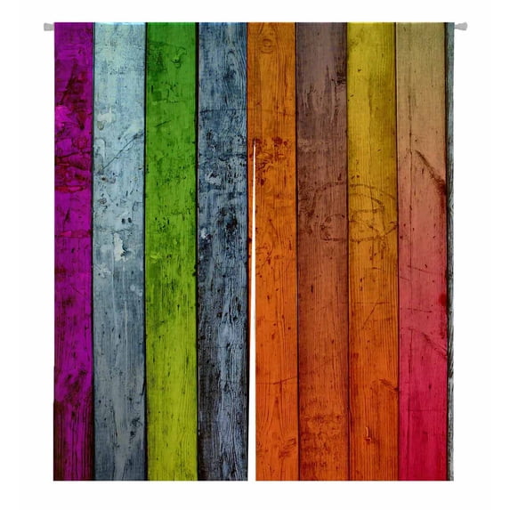 PKQWTM Vintage Wood Planks Door Curtain Window Cover Home Decor Hanging Curtain Size 105x120 CM