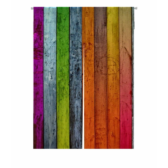 PKQWTM Vintage Wood Planks Door Curtain Window Cover Home Decor Hanging Curtain Size 85x120 CM