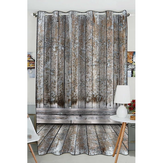 PKQWTM Vintage Wooden Room Practical heat insulation Shading Window Curtain Size 52(W) x 84(H) inches (One Piece)