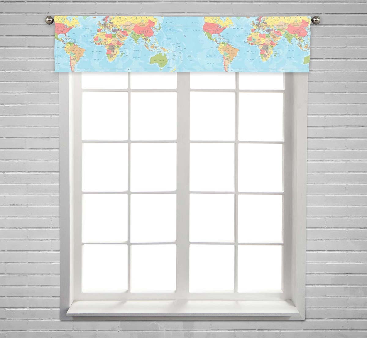 Window Map Rod PKQWTM Vintage World Map And Markers Window Curtain Valance Rod Pocket ...