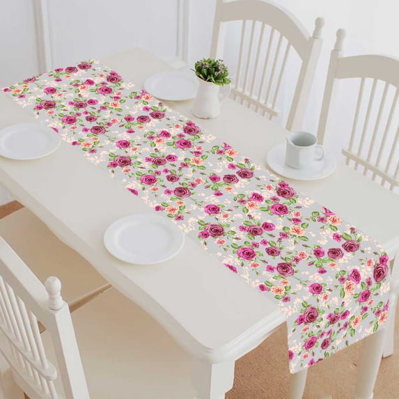 PKQWTM Vintage floral Cotton and Linen Table Runner Kitchen Dining Room Supplies Size 16x72 Inch