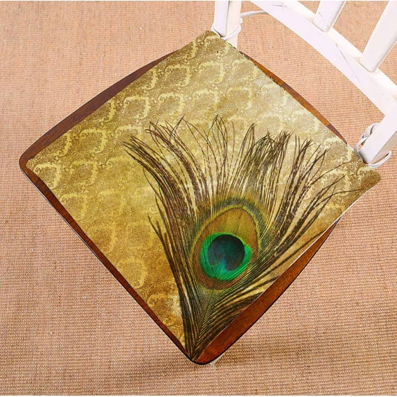 PKQWTM Vintage peacock feather Chair Pads Chair Mat Seat Cushion Chair Cushion Floor Cushion Size 16x16 inches