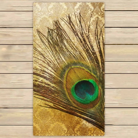 PKQWTM Vintage peacock feather Microfiber Bath Towels Bathroom Body Shower Towel Size 30x56 Inches