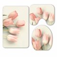 thumbnail image 1 of PKQWTM Vintage pink tulips 3 Piece Bathroom Rugs Set Bath Rug Contour Mat and Toilet Lid Cover, 1 of 2