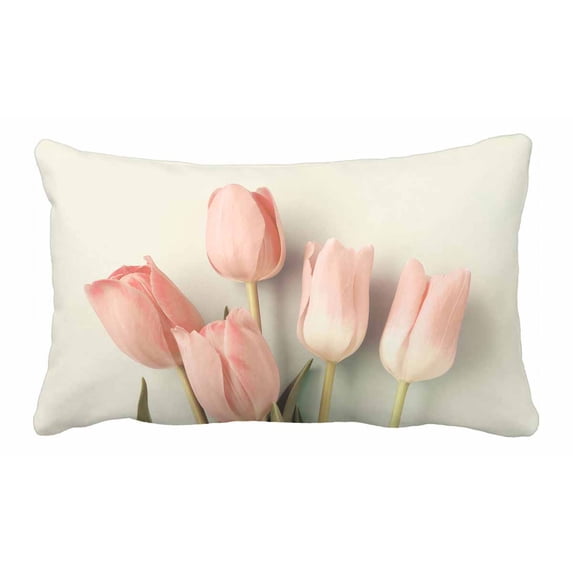 PKQWTM Vintage pink tulips Bed Decor Pillow Cases Zippered Cushion Cover Size 20x30 Inches