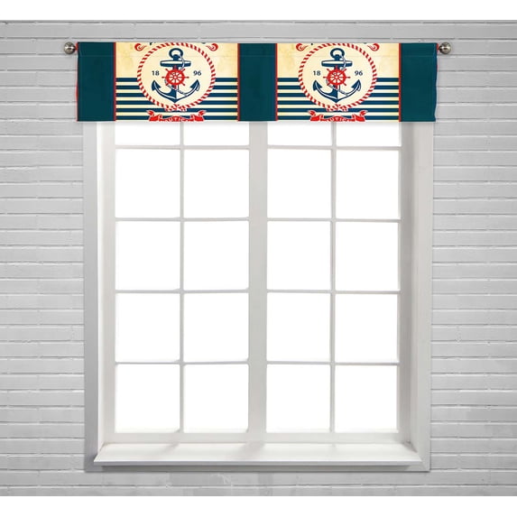 PKQWTM Vintage retro nautical poster Window Curtain Valance Rod Pocket 54x12 inch