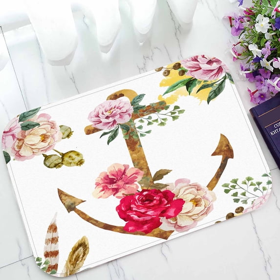 PKQWTM Watercolor Boho Flower Home Decor Floor Mat Area Rug Doormat Size 15.7x23.6 Inches