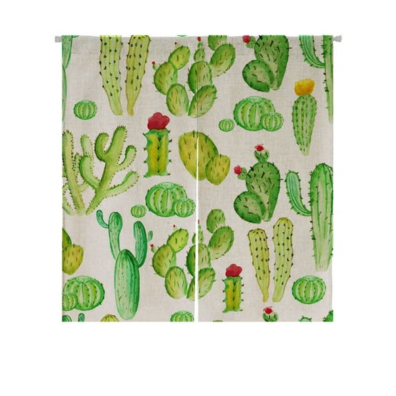 PKQWTM Watercolor Cactus Cacti Door Curtain Window Cover Home Decor Hanging Curtain Size 85x90 CM