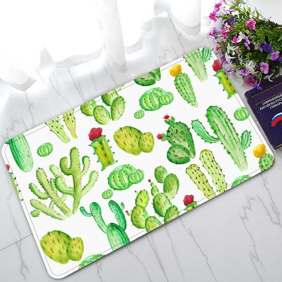 PKQWTM Watercolor Cactus Cacti Home Decor Floor Mat Area Rug Doormat Size 18x30 Inches