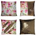 thumbnail image 1 of PKQWTM Watercolor Floral Purple Pink Bouquet White Floral Reversible Mermaid Cushion Cover Home Decor Sequin Pillow Case Size 20x20 inches, 1 of 2