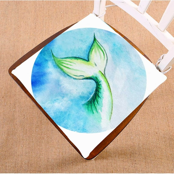 PKQWTM Watercolor Mermaid Tail Circle Chair Pads Chair Mat Seat Cushion Chair Cushion Floor Cushion Size 16x16 inches