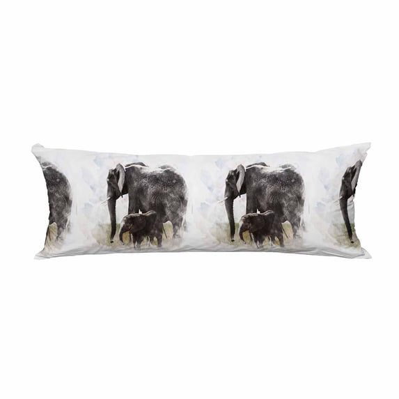 PKQWTM Watercolor Painting Of Elephants Long Body Pillow Case Cover Pillow Cushion Size 20x60 Inches