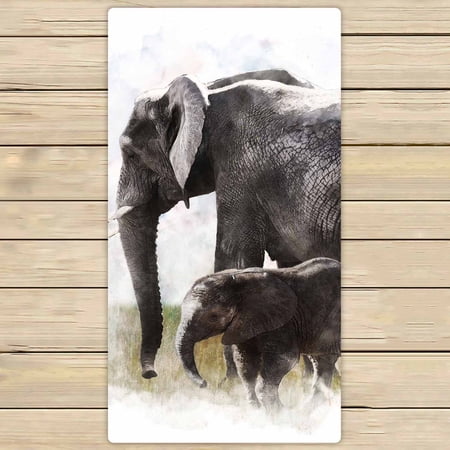 PKQWTM Watercolor Painting Of Elephants Microfiber Bath Towels Bathroom Body Shower Towel Size 30x56 Inches