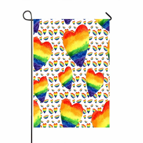 PKQWTM Watercolor Rainbow Colors Lip Kiss Gay Lesbian Lgbt Yard Decor Home Garden Flag Size 12x18 Inches