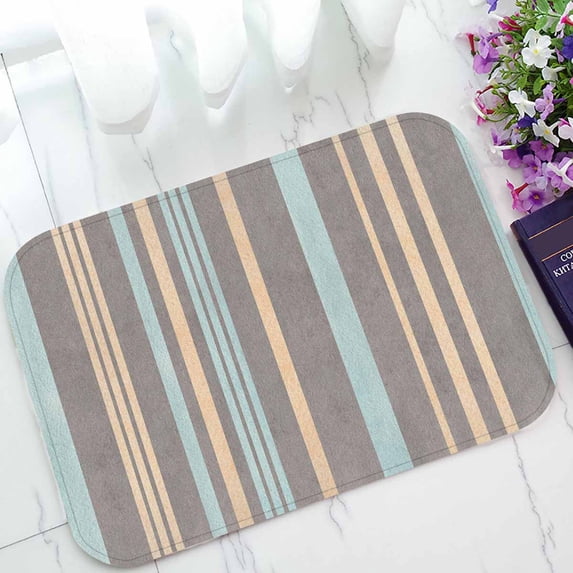 PKQWTM Watercolor beige gray blue striped Home Decor Floor Mat Area Rug Doormat Size 15.7x23.6 Inches