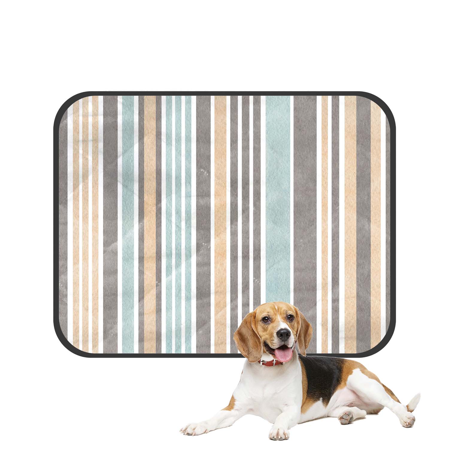 PKQWTM Watercolor beige gray blue striped Pet Dog Cat Bed Pee Pads Mat ... - Soft Striped Pet Crate Upfront Pad