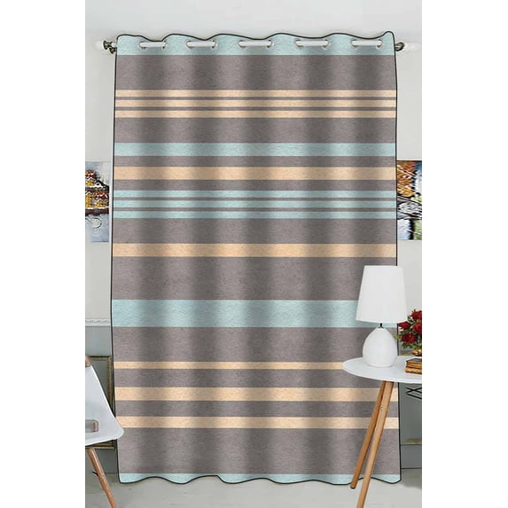 PKQWTM Watercolor beige gray blue striped Practical heat insulation Shading Window Curtain Size 52(W) x 84(H) inches(One Piece)