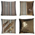 thumbnail image 1 of PKQWTM Watercolor beige gray blue striped Reversible Mermaid Cushion Cover Home Decor Sequin Pillow Case Size 16x16 inches, 1 of 2
