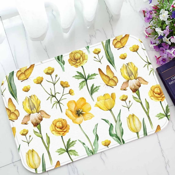 PKQWTM Watercolor flowers Home Decor Floor Mat Area Rug Doormat Size 15.7x23.6 Inches