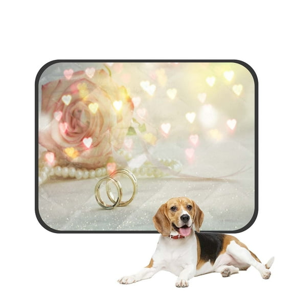 PKQWTM Wedding Ring Rose Flower Pet Dog Cat Bed Pee Pads Mat Cushion Potty Dogsblankets Crate Bed Kennel 25x30 inch