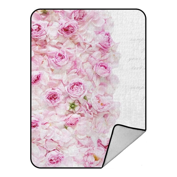 PKQWTM Wedding Tea Roses Blanket Crystal Velvet Throw Bed Blanket 58x80 inches