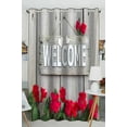 thumbnail image 1 of PKQWTM Welcome Rustic Wood Fence Flower Border Red Roses Practical heat insulation Shading Window Curtain Size 52(W)x84(H) inches(One Piece), 1 of 1