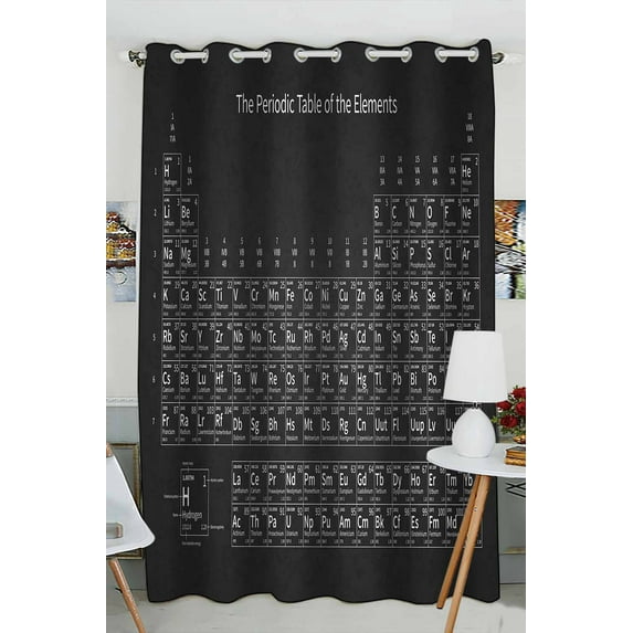 PKQWTM White Chemical Periodic Table Of Elements Practical heat insulation Shading Window Curtain Size 52(W)x84(H) inches(One Piece)