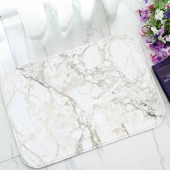 PKQWTM White Marble Texture Home Decor Floor Mat Area Rug Doormat Size 15.7x23.6 Inches