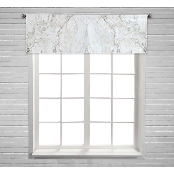 PKQWTM White Marble Texture Window Curtain Valance Rod Pocket 54x18 inch