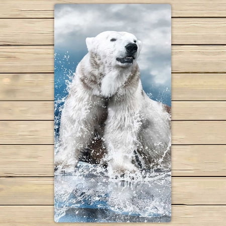 PKQWTM White Polar Bear Hunter On The Ice In Water Drops Microfiber Bath Towels Bathroom Body Shower Towel Size 30x56 Inches