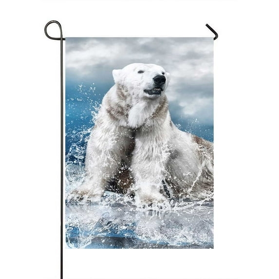 PKQWTM White Polar Bear Hunter On The Ice In Water Drops Yard Decor Home Garden Flag Size 28x40 Inches